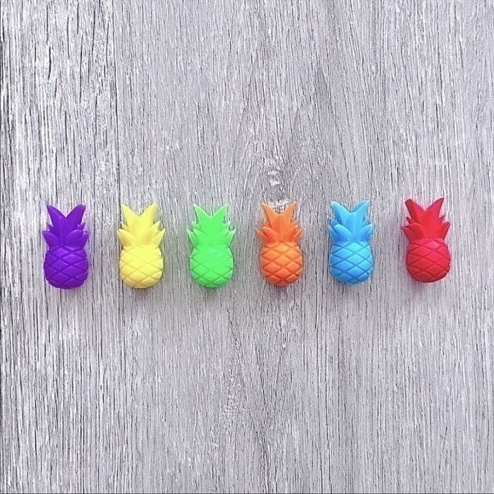 6pc Silicone Pineapple Drink Marker Set - Picture 2 of 4